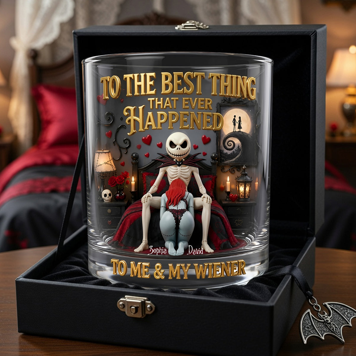 Naughty Gothic Couple Round Glass - Personalized Gifts For Couple 05tylu080626-Homacus