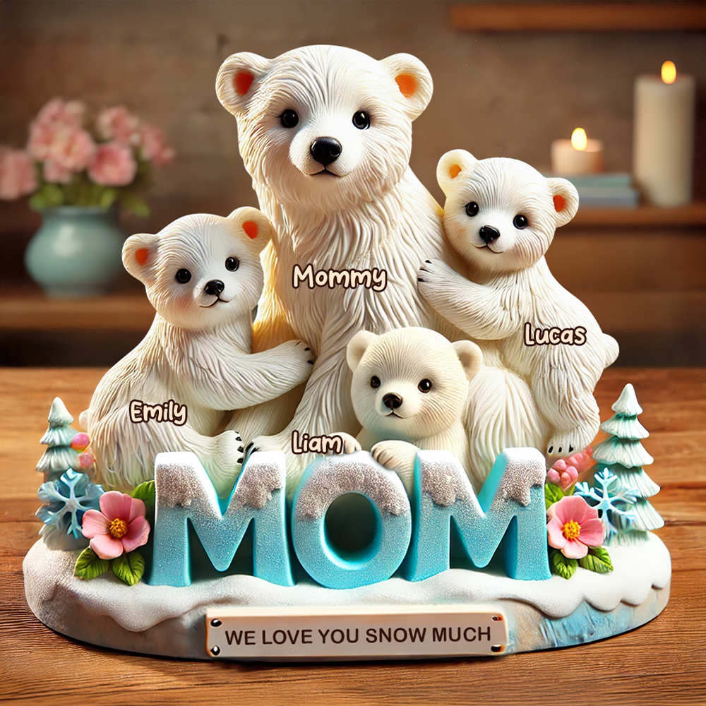 Polar Bear Mom Plaque - Personalized Gifts For Mom 02hupu170425-Homacus