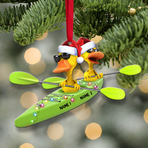 Kayaking Yellow Ducks - Personalized Christmas Ornament - Gifts for Kayaking Lovers-Homacus