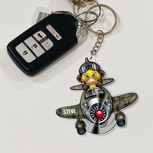 Gift For Fighter Pilot, Personalized Keychain, Duck Keychain 03hupo080723-Homacus