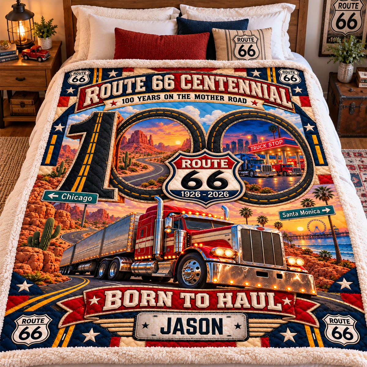Trucking On Legendary Road Blanket - Personalized Gifts For Truckers 07halu091026-Homacus