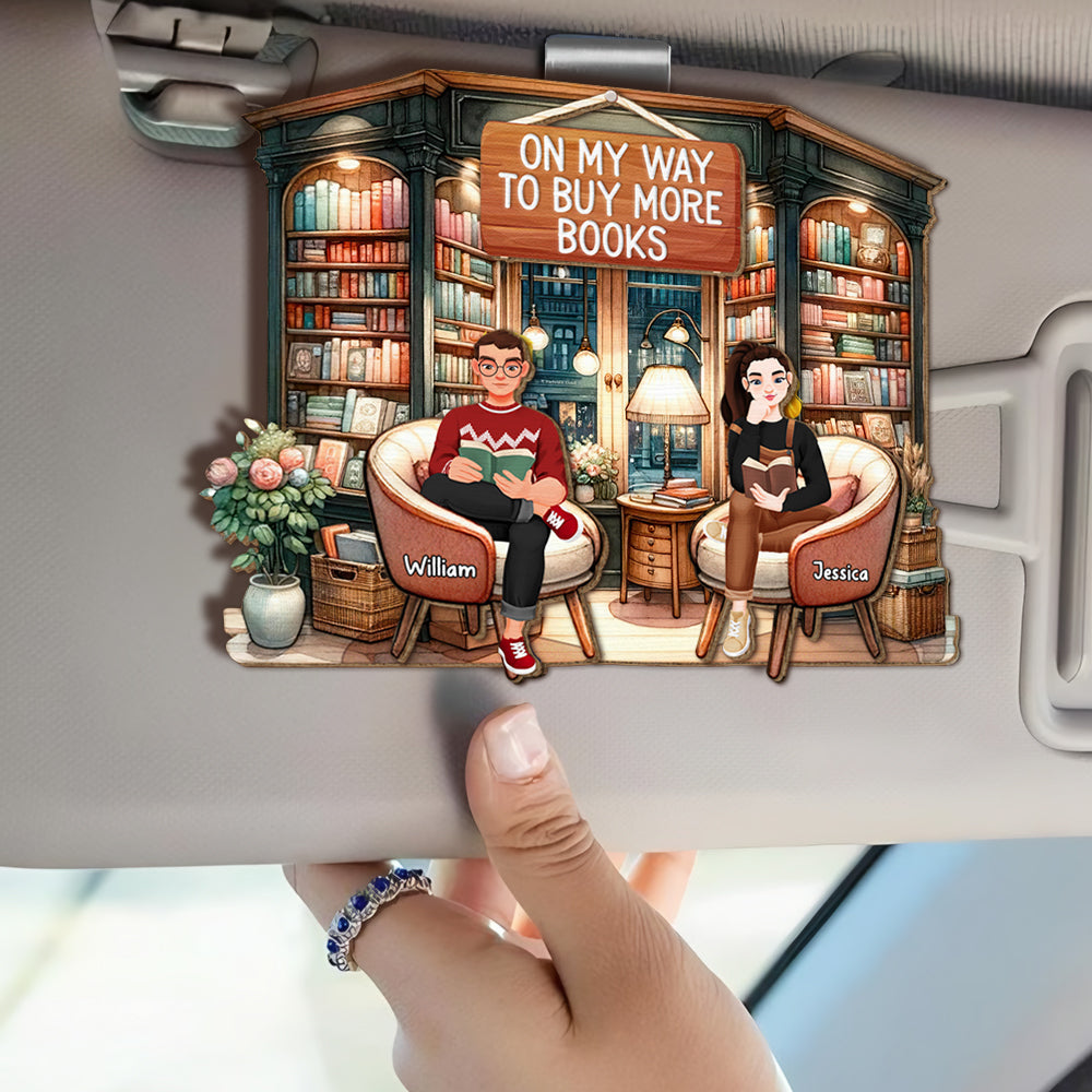 Personalized Gifts For Book Lover Car Visor Clip 04XQDT030325PA On My Way To Buy More Books-Homacus