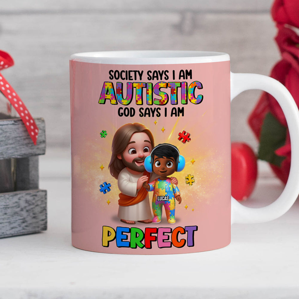 Personalized Gifts For Autism Kid Mug, God Protect Him/ Her In His Arms 01qhtn050325-Homacus