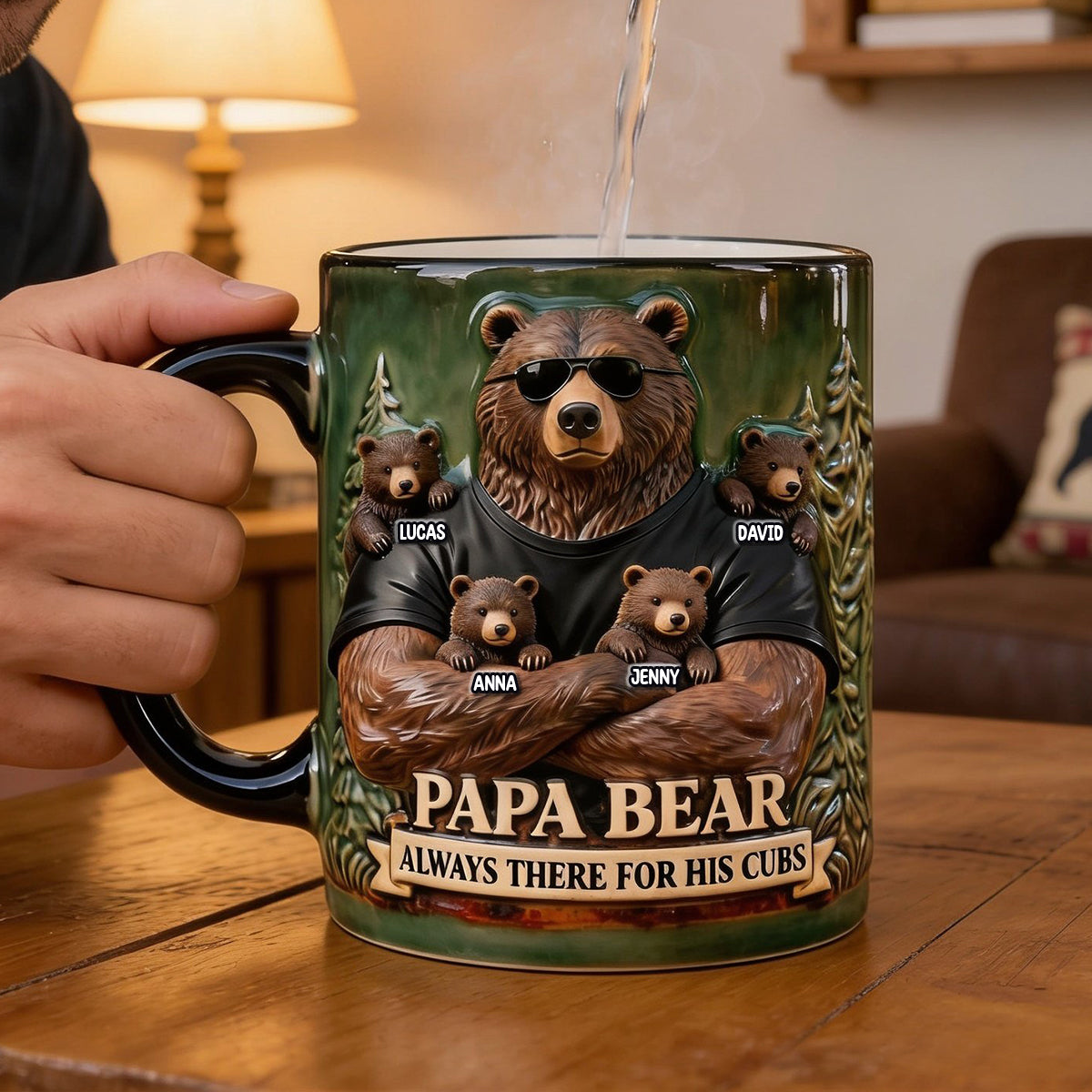 Strong Protective Bear Dad Magic Mug, Personalized Gifts For Dad 03qhtn200526-Homacus