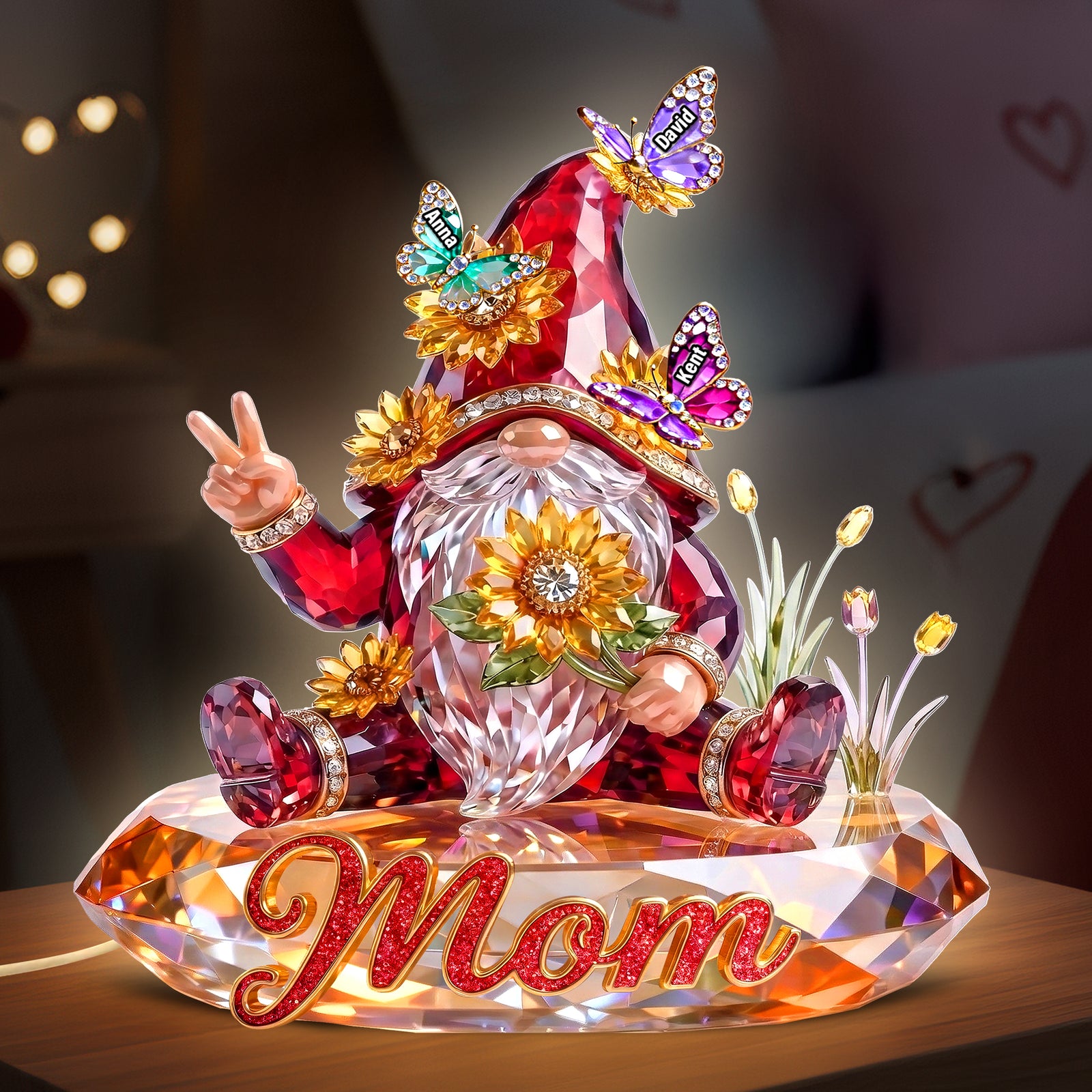 Whimsical Gnome Mom Acrylic Light Box, Personalized Mother's Day Gift 02QHQN110426