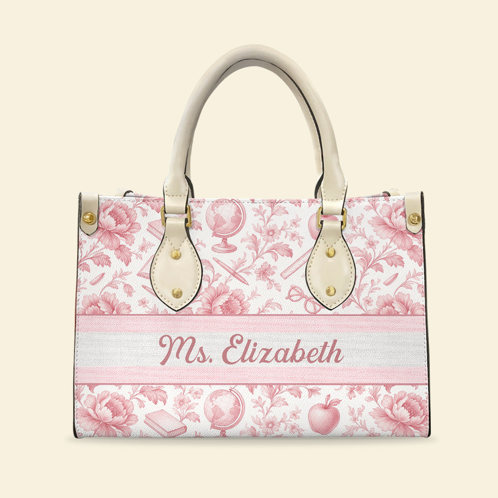 Classic Toile Pattern Leather Bag – Personalized Gifts For Teacher 03pgqn070725-Homacus