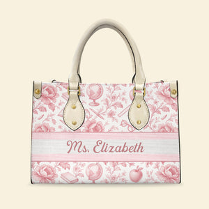 Classic Toile Pattern Leather Bag – Personalized Gifts For Teacher 03pgqn070725-Homacus