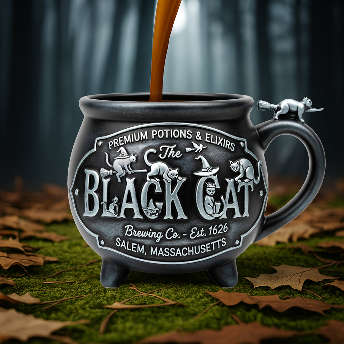 Black Cat Brewing Co Cauldron Mug - Personalized Gift For Cat & Witch Lovers 03QHLU200825-Homacus