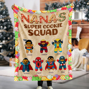 Personalized Christmas Gifts For Grandma Blanket, Super Cookie Squad 02kapu111024-Homacus