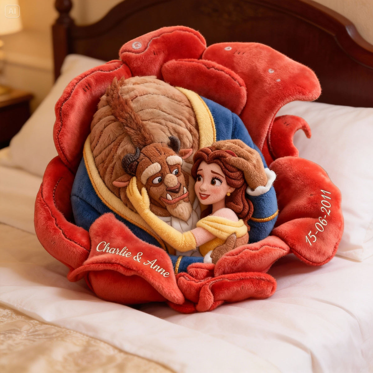 Blooming Love Shaped Pillow - Personalized Gifts For Couple 02QHLU221225-Homacus