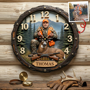 Best Hunting Acrylic Wall Clock Custom Photo Gifts For Hunters 01HUTN250326-Homacus