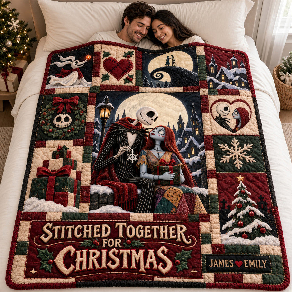 Stitched Together Christmas Blanket - Personalized Gifts For Couples 05HALU061026-Homacus