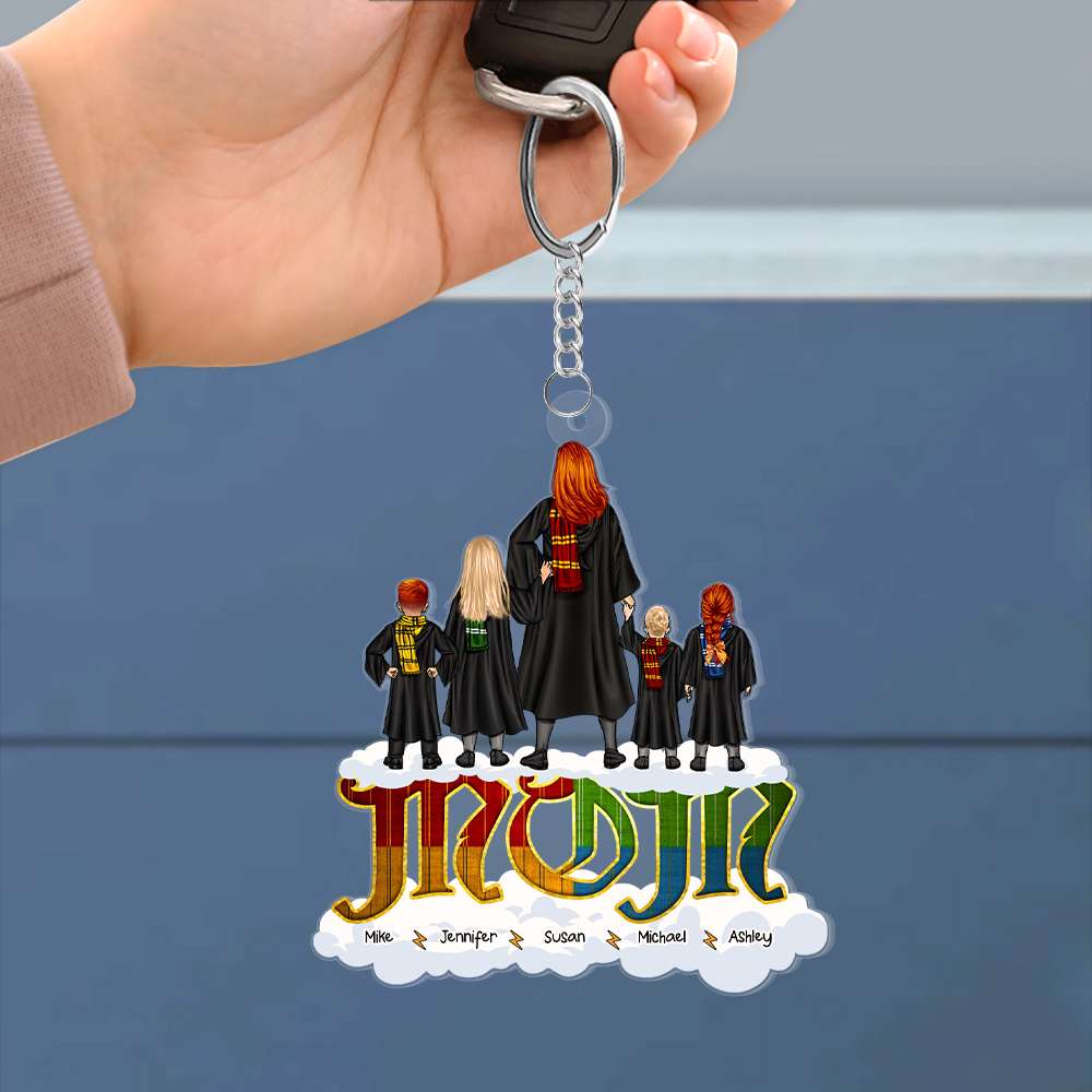 Personalized Gifts For Mom Keychain Wizard Mom And Kids 03NAHN150224TM-Homacus