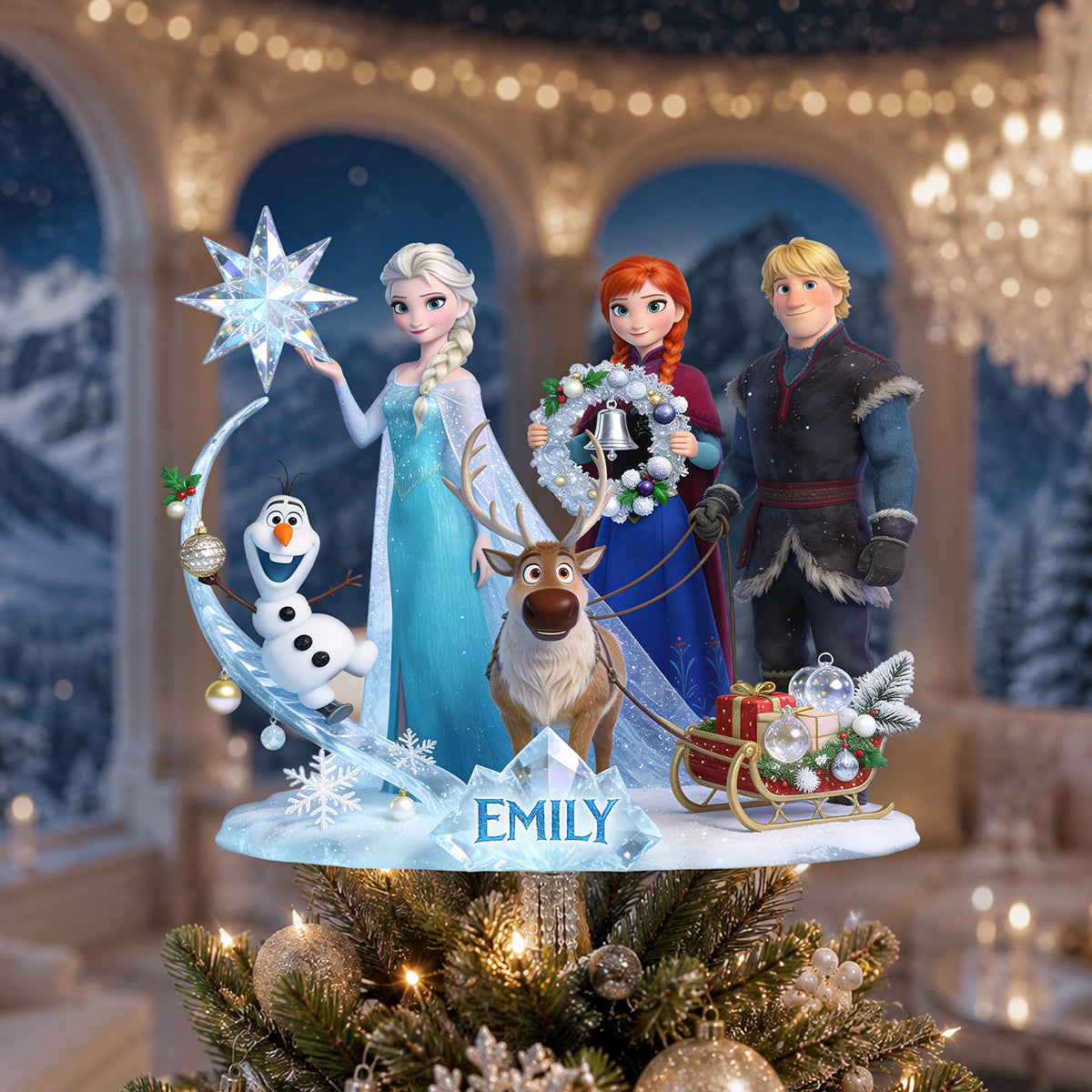 Magical Winter Family Acrylic Christmas Tree Topper, Personalized Gifts 04hata150826-Homacus