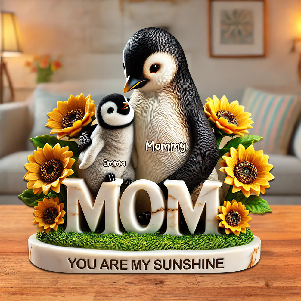 Penguin Mom Plaque - Personalized Gifts For Mom 01hupu210425-Homacus
