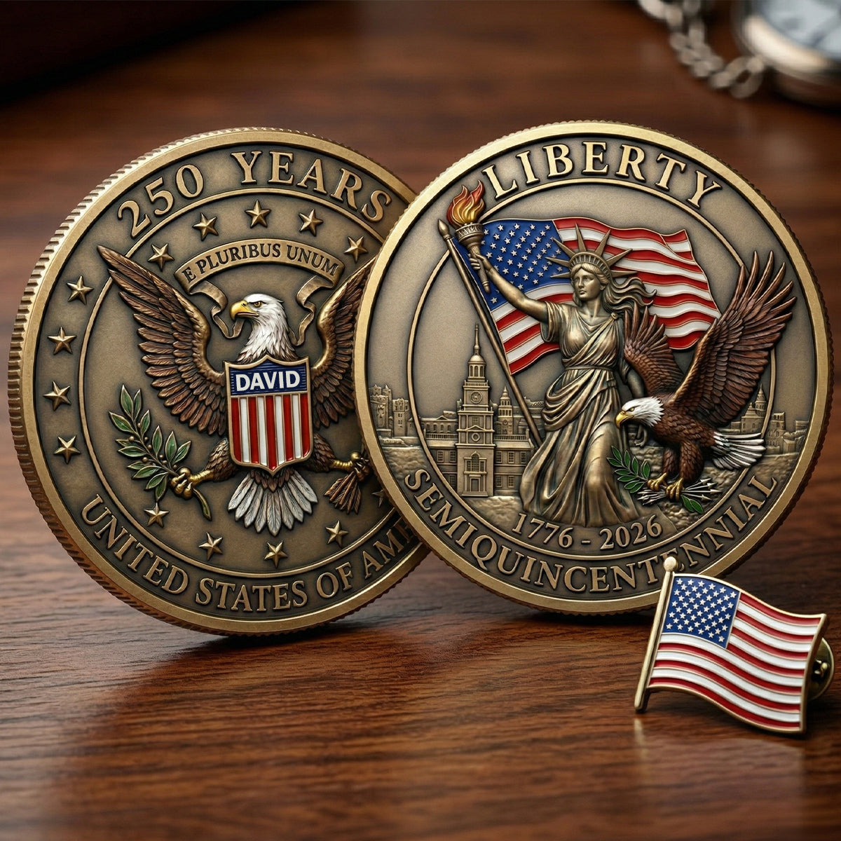 250 Years Of Liberty Commemorative Metal Coin - Personalized Anniversary Gift 02TYTN070426-Homacus