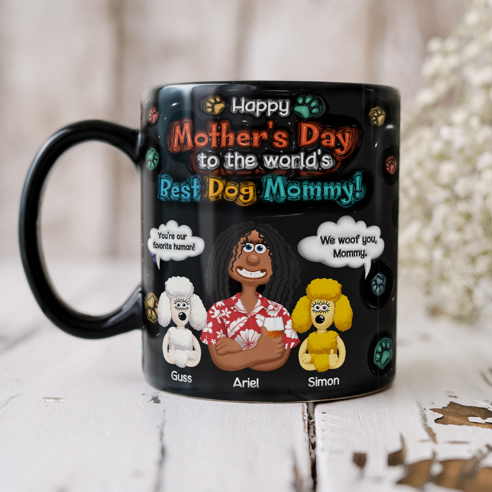 Personalized Gifts For Mom Black Coffee Mug - Dog Mom & Her Furry Babies 03KALU060225PA-Homacus