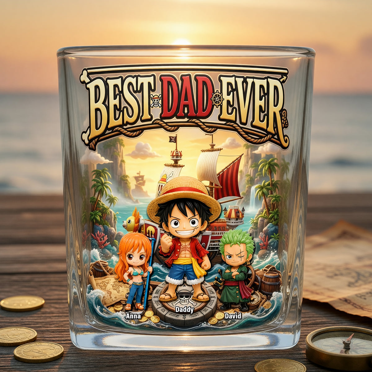 Anime Adventure Round Glass - Personalized Gifts For Dad 07toqn140526-Homacus