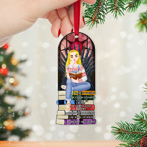 Personalized Gift For Book Lovers 02HUPU170924PA Ornament A Girl Sitting On Stack Of Books Reading-Homacus