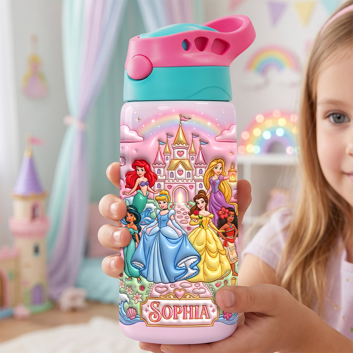 Fairytale Princess 12oz Colorful Kid Tumbler - Personalized Gift For Kids 04TYDH240726-Homacus