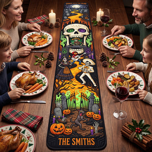 Spooky Fiesta Quilted Table Runner - Personalized Halloween Gifts For Family 02hata240826
