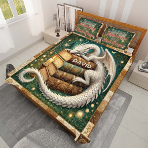 Personalized Gifts For Book Lovers Dragon Quilt Bedding Set Special Line 03xqtn080125 I'm Not A Bookworm I'm A Book Dragon-Homacus