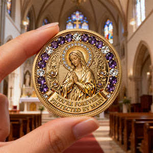 Protected By Mary - Personalized Gifts For Christian Printed Metal Coin 03NATN270226-Homacus