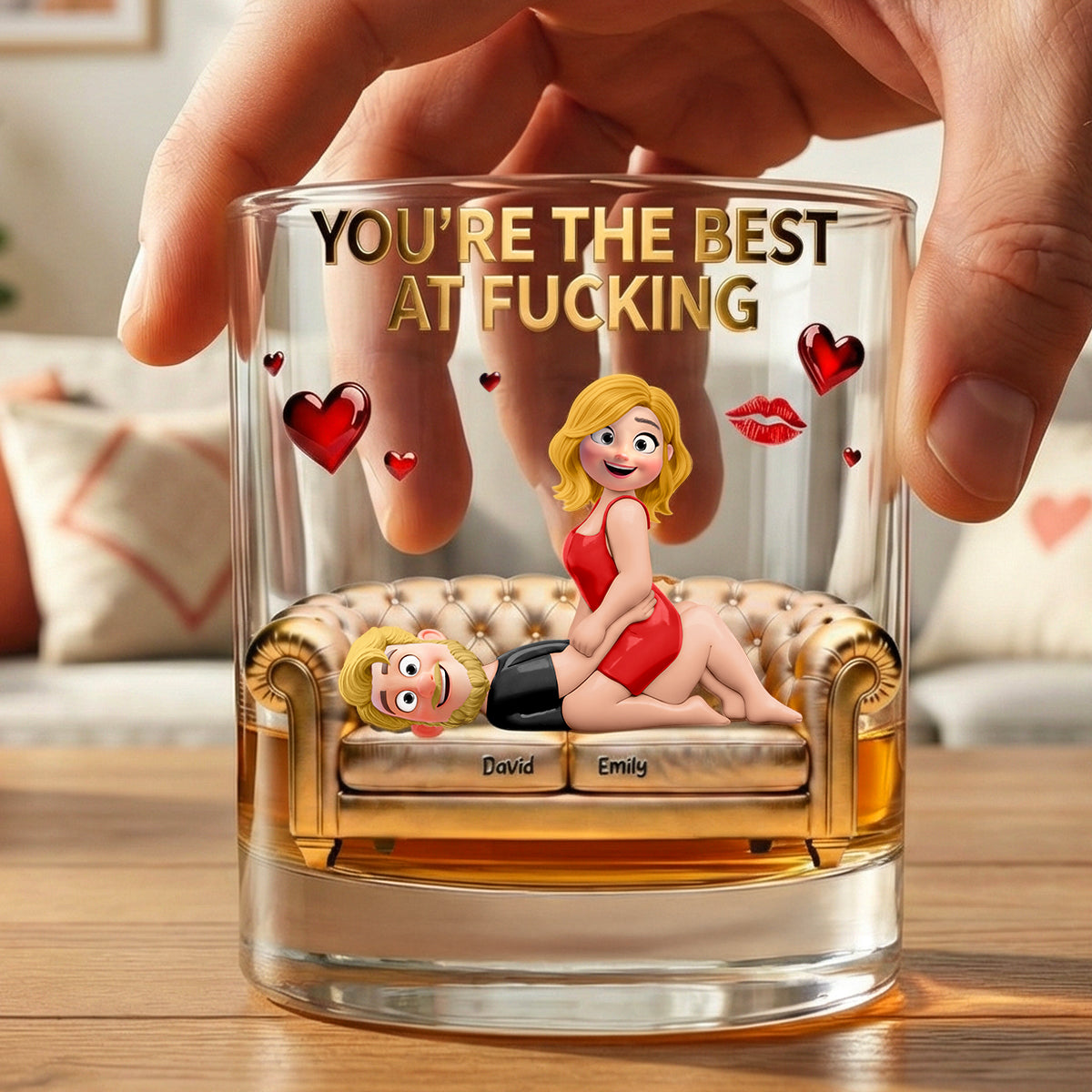 Cheeky Couple 11oz Round Glass - Personalized Gifts For Couple Valentine Drinking Glass 03NAQN240126-Homacus