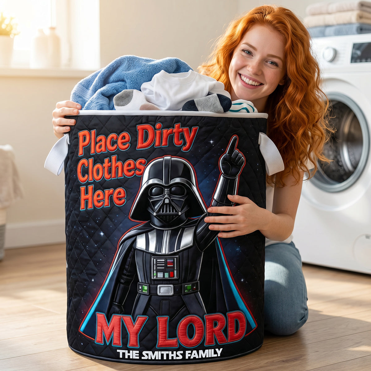Place Dirty Clothes Here Quilted Laundry Basket - Personalized Gifts 03hudt090726-Homacus