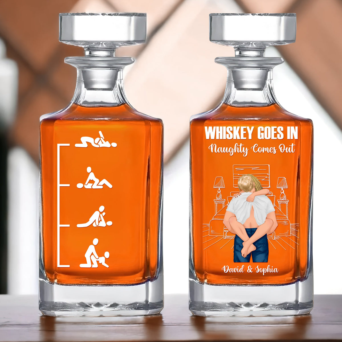 Funny Couple Whiskey Bottle - Personalized Gift For Couple 02TOTN070525HG-Homacus