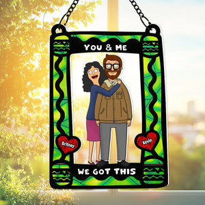 Personalized Gifts For Couple Window Hanging Suncatcher Ornament Cartoon Couple 03ACDT110225HG-Homacus