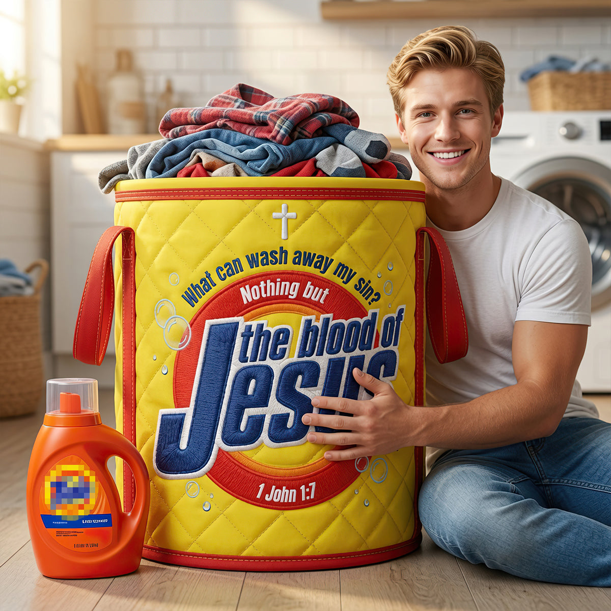 Washed in Love - Personalized Gifts Quilted Laundry Basket 01NADT100726-Homacus