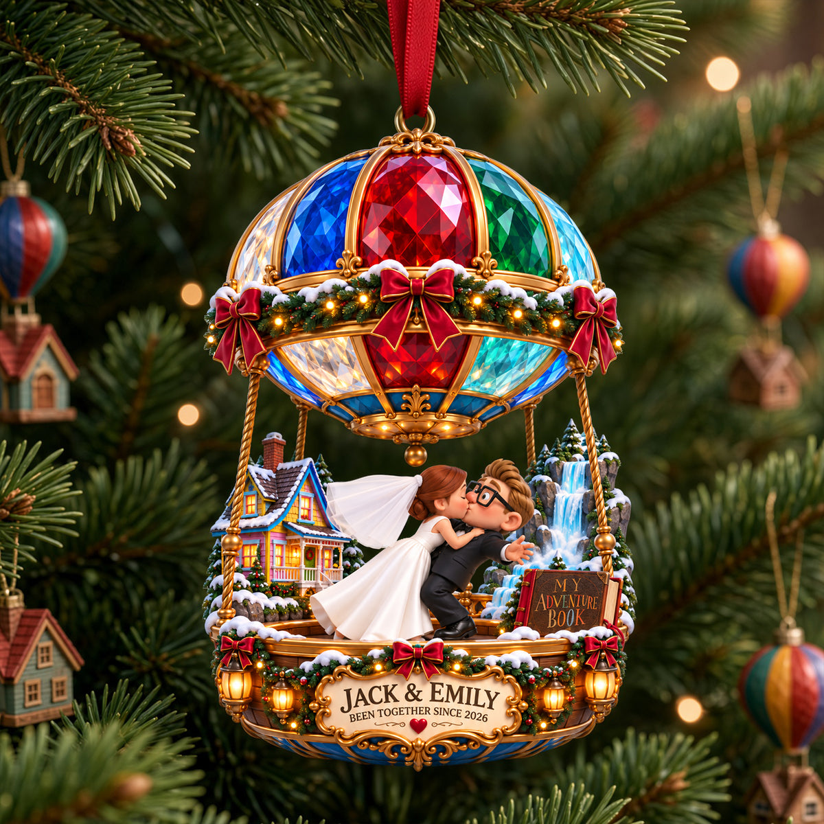 Hot Air Balloon Couple Ornament - Personalized Gifts For Couple Christmas Ornament 02HALU240926-Homacus