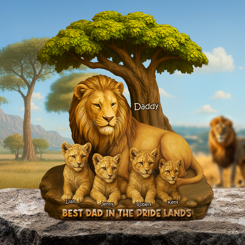 Lion Dad In The Pride Lands Plaque - Personalized Gift For Father 04XQPU230425-Homacus
