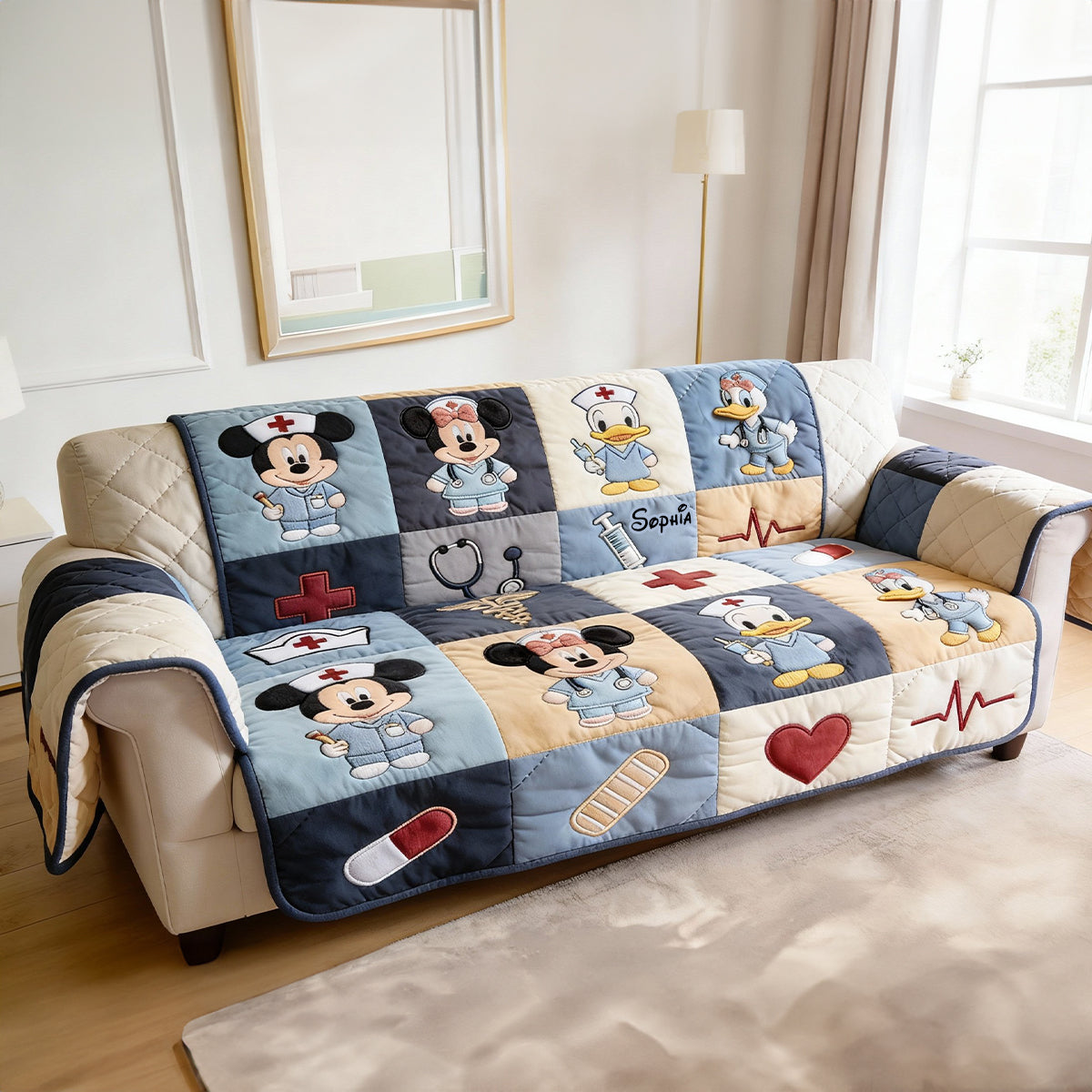 Aesthetic Nurse Collage Quilted Sofa Cover, Personalized Gifts For Nurse 02qhtn020226-Homacus