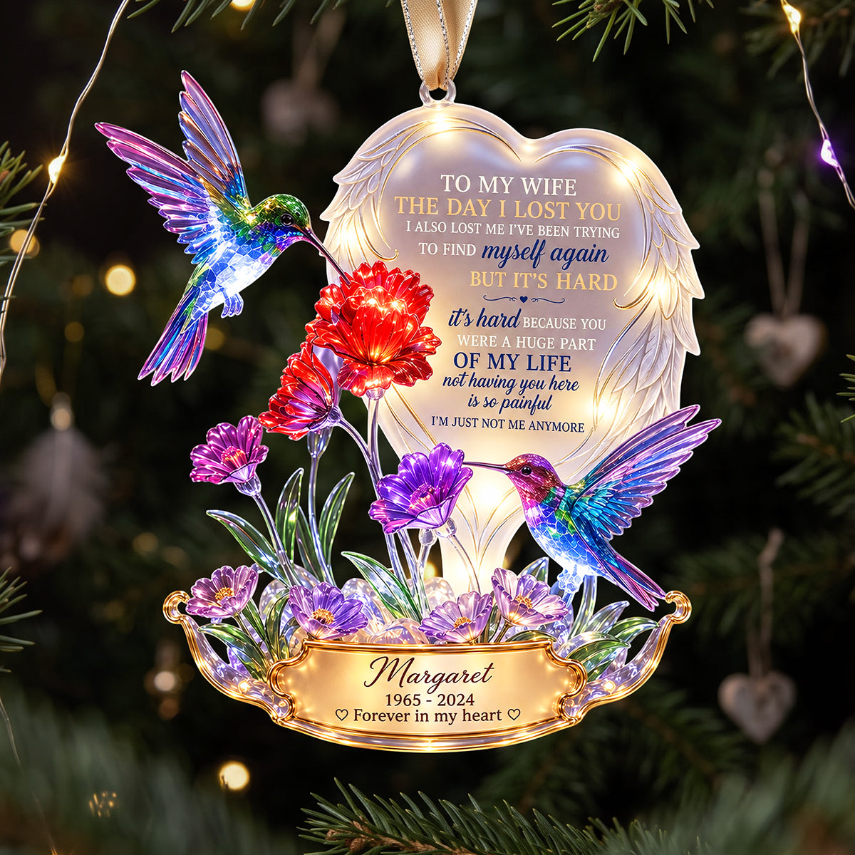 A Part In Heaven Hummingbird Couple Ornament - Personalized Keepsake To Remember The Departed One 05QHTA141026-Homacus