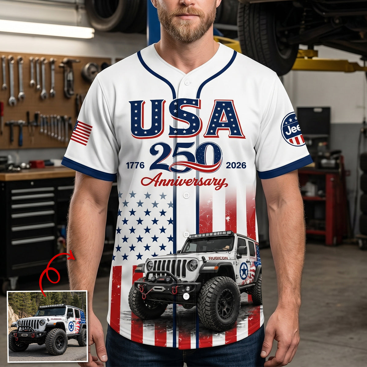 USA 250 Anniversary Baseball Jersey Shirt - Custom Photo Gifts For Offroad Car Lovers 04natn110626-Homacus