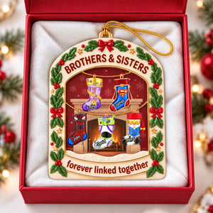 Brothers And Sisters Fireplace Christmas Stockings Acrylic Ornament - Personalized Christmas Gift For Family 02naqn240926