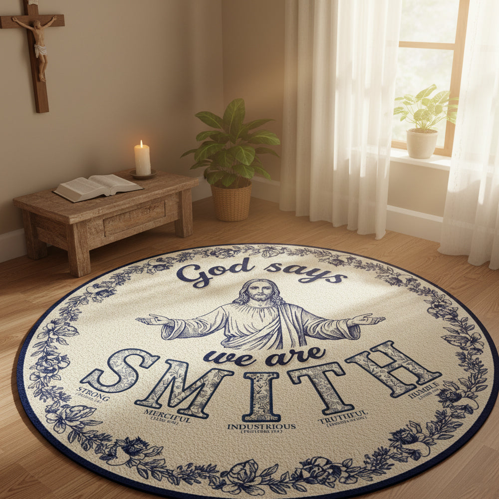 Custom Alphabet Letters Gifts For Christian Family Quilted Round Mat 02hytn141025-Homacus