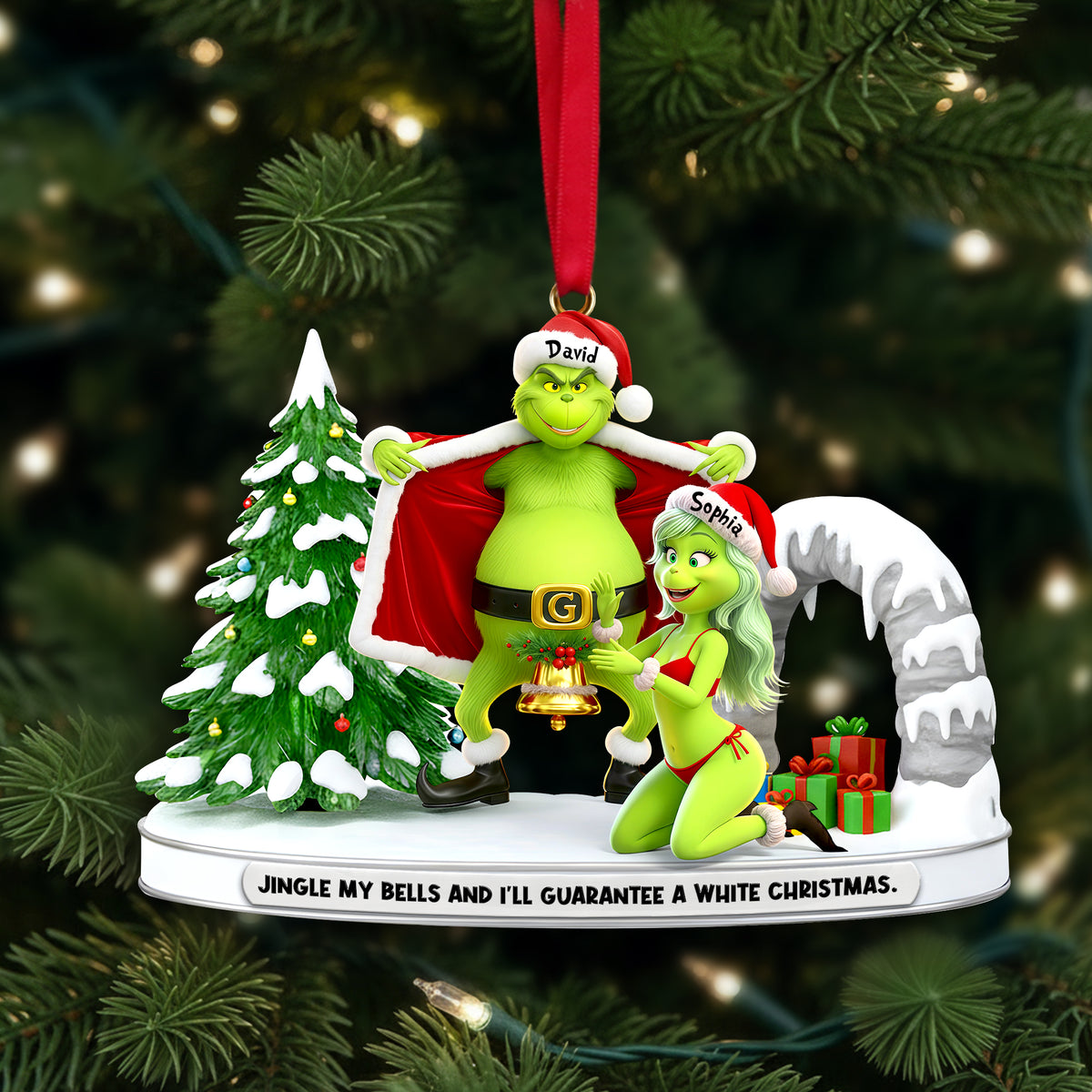 Cheeky Green Couple Ornament - Personalized Gifts For Couples 02OHLU101125-Homacus