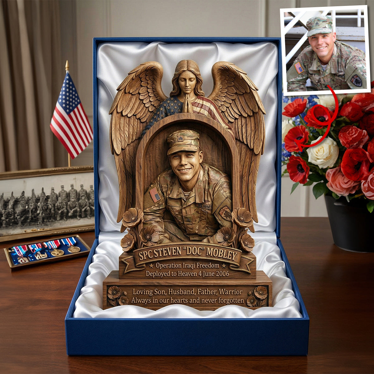 Custom Photo Military Hero Memorial Plaque, Keepsake To Remember A Veteran 02qhtn250326-Homacus