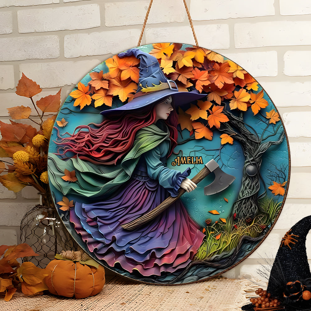 Personalized Gifts For Witch Halloween Wood Sign 04HUDC220824-Homacus