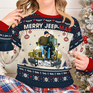 Custom Photo Gifts For Couple Christmas Knitted Ugly Sweater Off Road Couple 01ACQN021024-Homacus