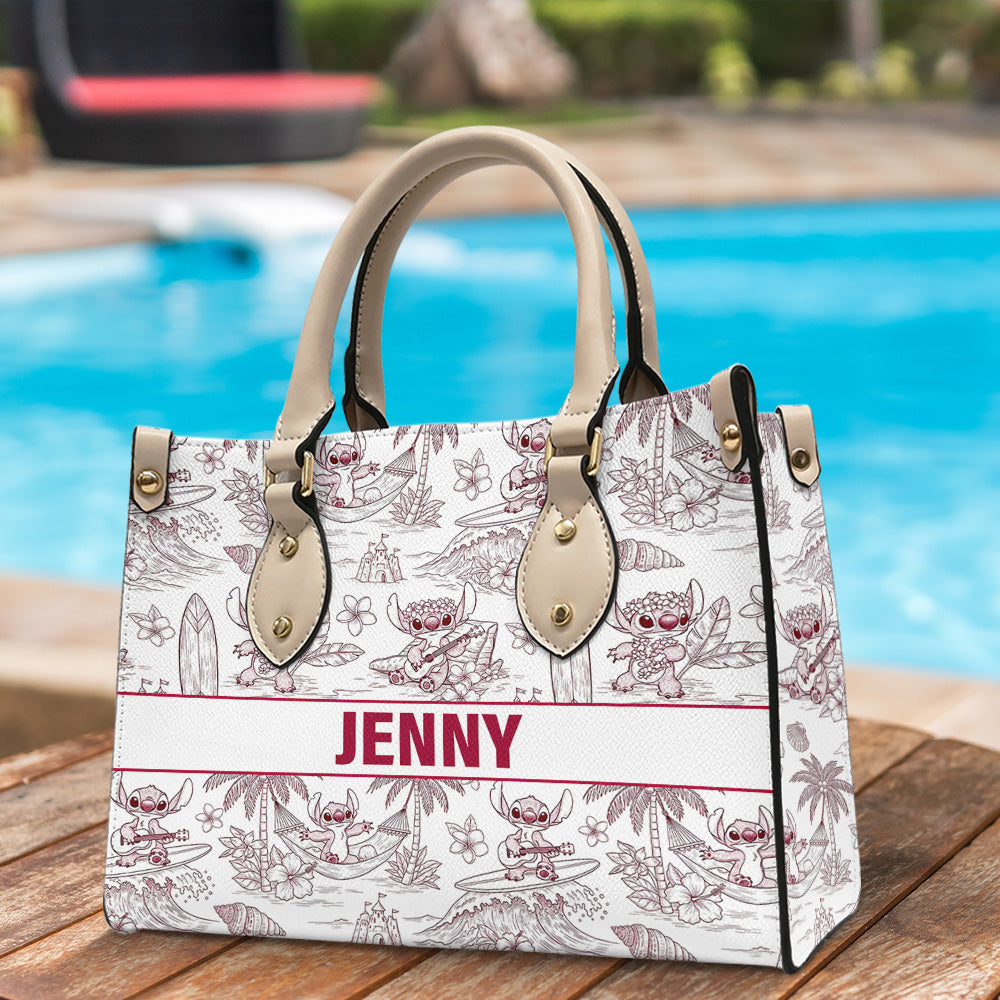 Cute Alien Monster Personalized Gifts For Movie Fans Toile De Jouy Style Leather Bag 03natn070725-Homacus