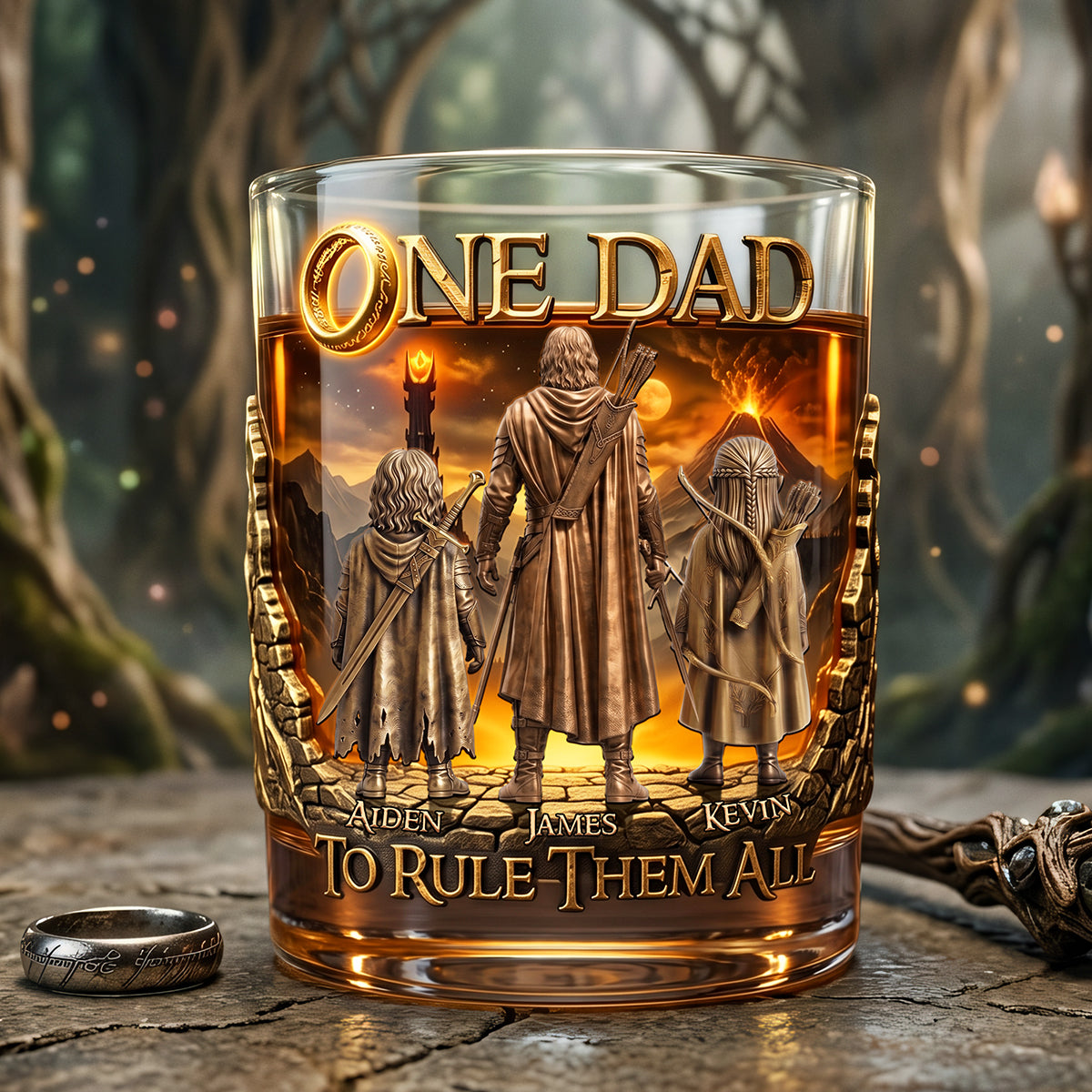 Dad's Epic Journey Round Glass - Personalized Gift For Dads 01PATA190526-Homacus
