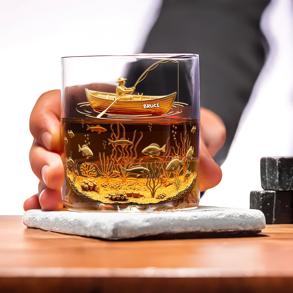 Fishing Man Whiskey Glass - Personalized Gifts For Fishing Lovers 01TOLU070825-Homacus