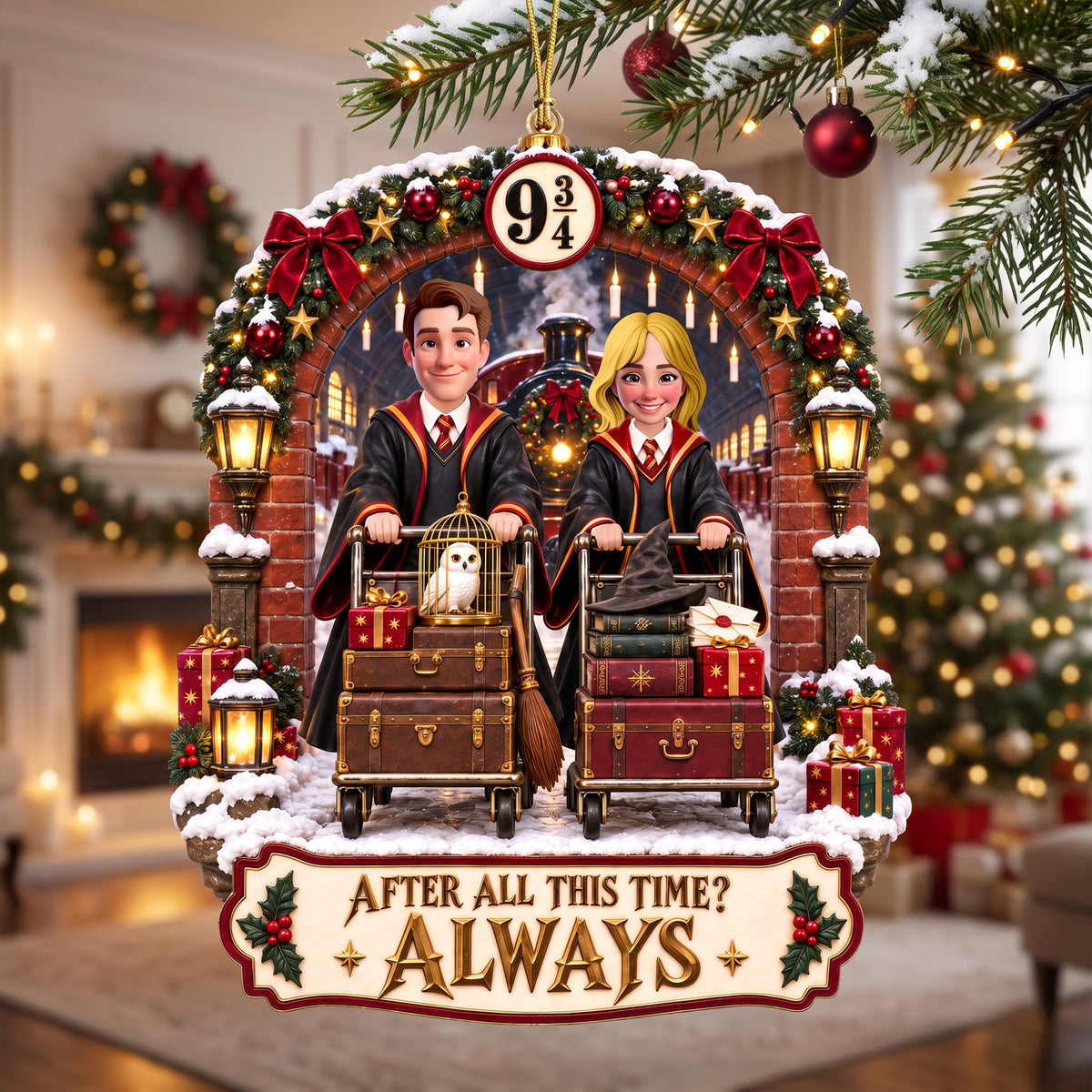 Whimsical Train Christmas Ornament - Personalized Gifts For Couple 03tyqn120926-Homacus