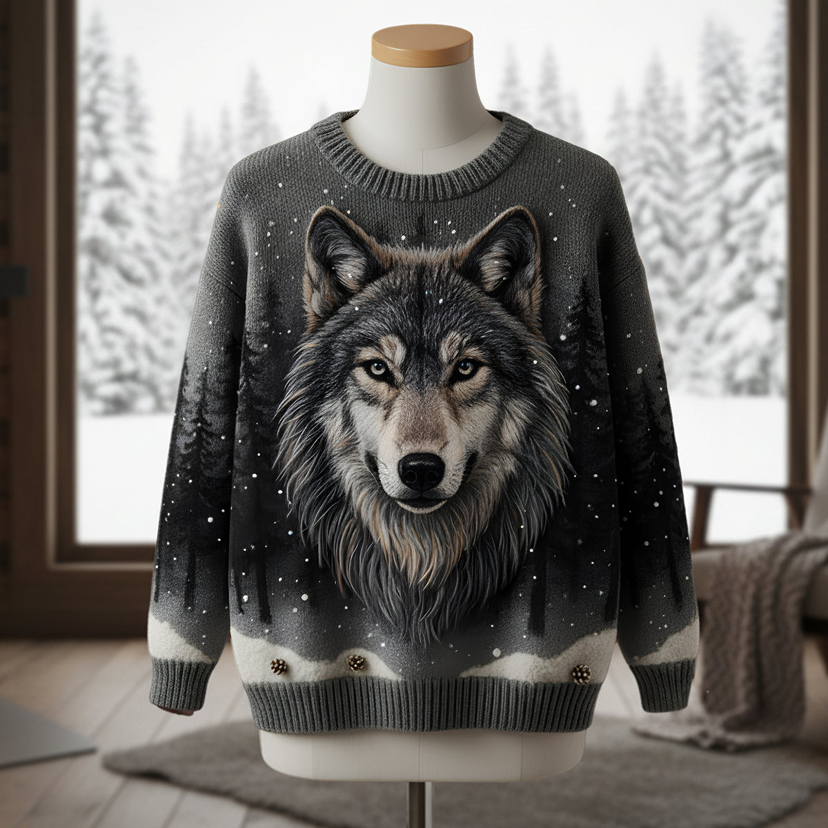 The Wild Wolf Ugly Sweater - Personalized Gifts For Wolf Lovers 10PALU011125-Homacus