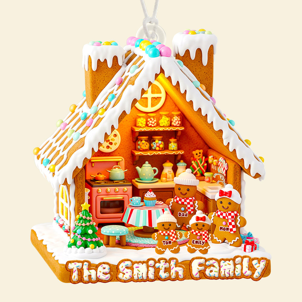 Gingerbread Family Christmas Ornament Personalized Gifts For Family 03PGDT150825-Homacus