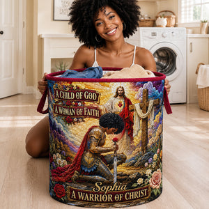 Kneeling Knight Quilted Laundry Basket - Personalized Gifts For Christians 01hudt180726-Homacus
